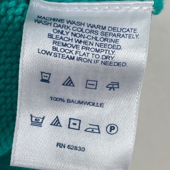 Lands End Drifter Womens XL/P 18 Cable Knit Sweater Cotton Teal Blue Long Sleeve - Picture 4 of 9